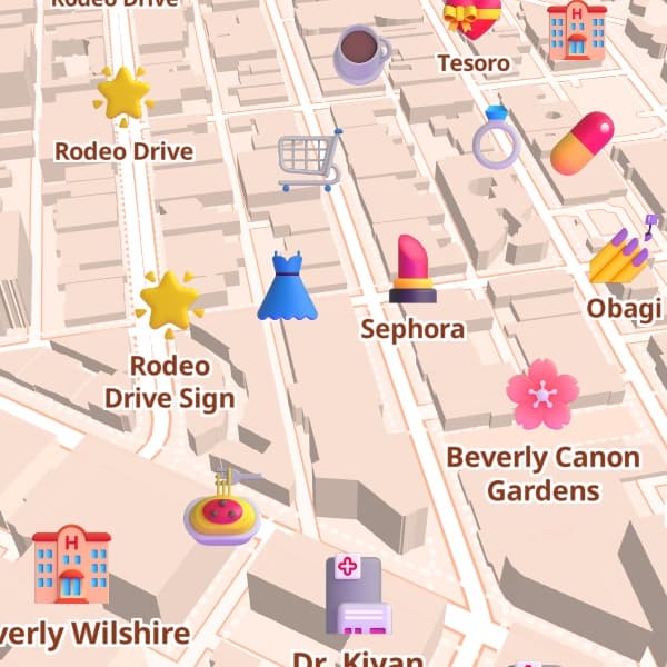 The Peach Sorbet map theme in GirlyMaps